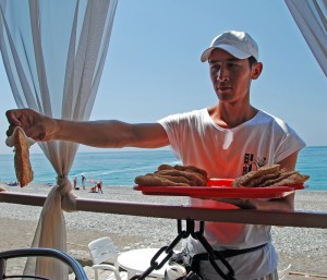 Gagra - Sea Shore Cafe - Buying Chebureks