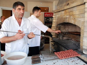 Armenia - Yerevan - Artashi Mot Restaurant - Making Kebabs