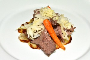 Latvian Hare Confit, Potato Pancakes and Sauerkraut