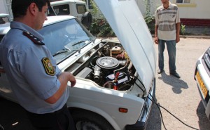 Azerbaijan Travel - Quba - Police Station - Jump Starting