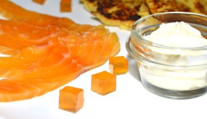Eastern European Cuisine - Tokaji-Cured Lake Trout and Mozzarella-Potato Pancakes