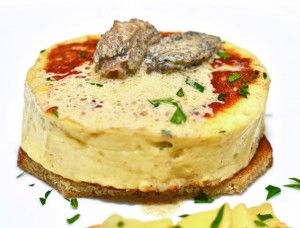 Yellow Perch Cutlets, Artichoke Varenyky and Morel Sauce