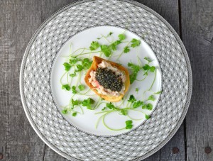 Potato Chip, King Crab, Brains and Caviar