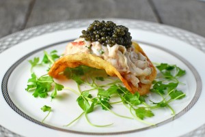 Potato Chip, King Crab, Brains and Caviar