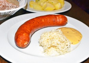 Prague - Mala Strana - Lokál - Preštice Sausage with Horseradish and Mustard