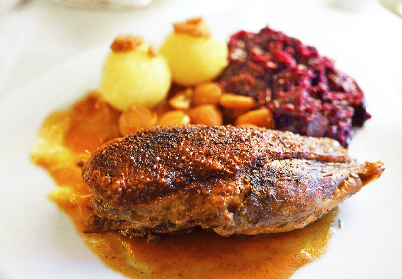 Rothenburg ob der Tauber - Restaurant Eisenhut - Braised Goose Breast, Glazed Chestnuts, Potato Dumplings, Red Cabbage