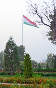 Dushanbe - Rudaki Park - Tajik Flag