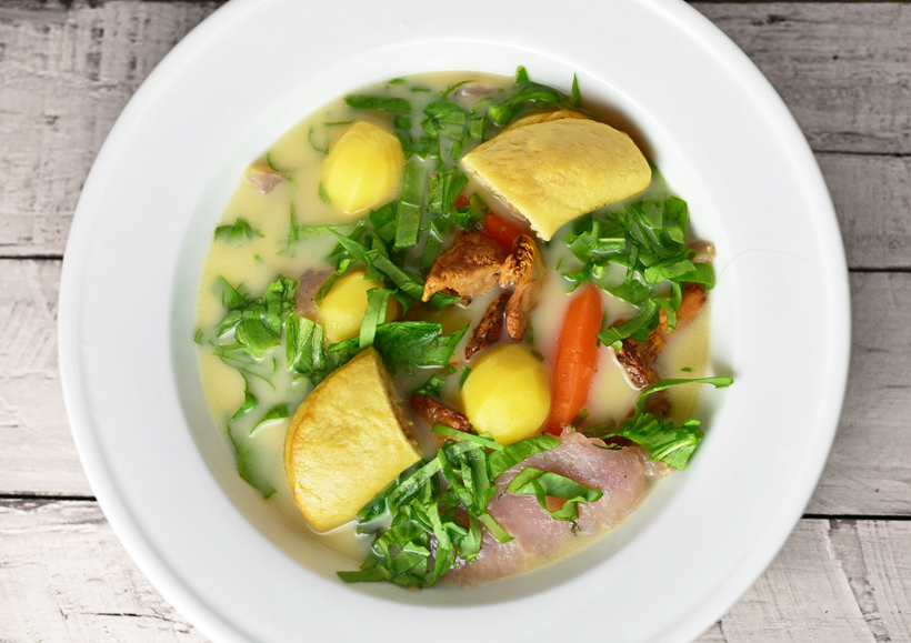 Russian Food - Trout Broth with Pirozhki