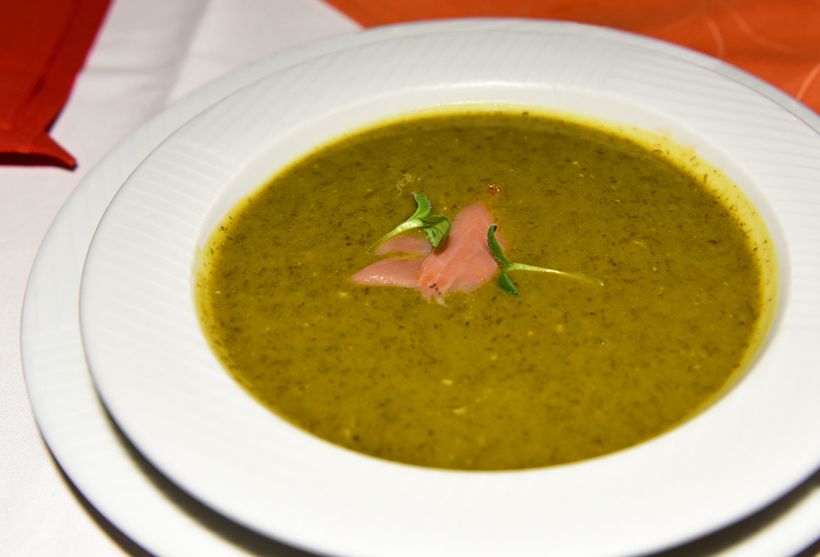 Czech Republic - Mikulov - Templ Restaurant - Cream of Ramson Soup with Smoked Salmon