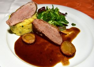 Czech Republic - Mikulov - Templ Restaurant - Pork Loin with Sour Plum Sauce and Mashed Potatoes with Bacon