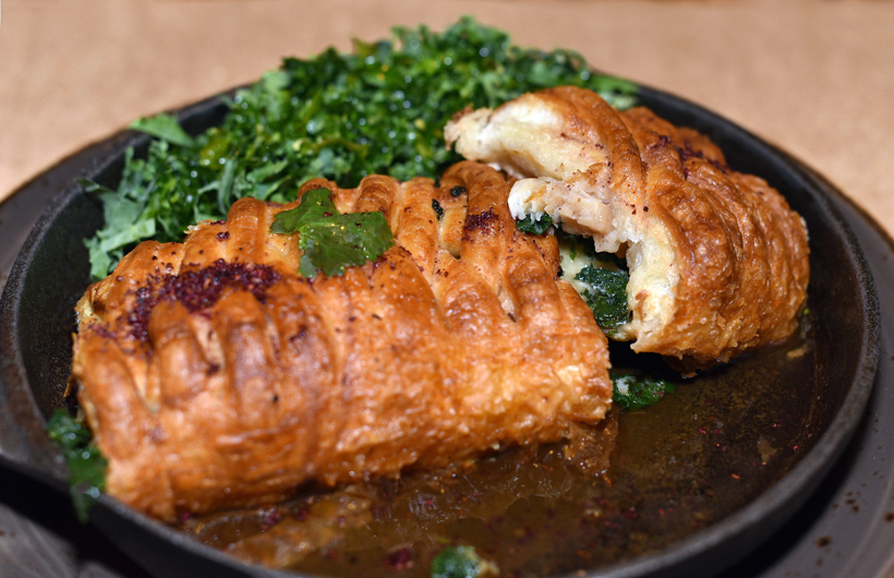 Russian Food - LavkaLavka - Halibut in Crispy Dough with Kale and Spicy Fish Bouillon