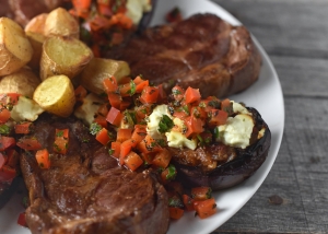 Serbian Food - Grilled Pork Neck Steak, Bayildi and Morava Salad