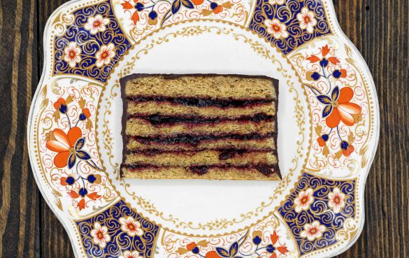 Russian Dessert - Rye Bread Cake with Blackcurrant Jam