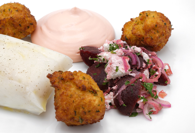 Russian Food - Pomor Cod Sous-Vide, Cod-Potato Fritters, Cod Roe Hollandaise