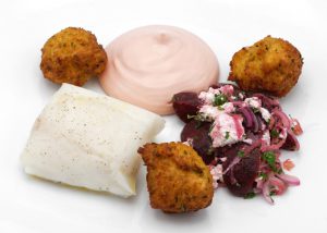 Russian Food - Pomor Cod Sous-Vide, Cod-Potato Fritters, Cod Roe Hollandaise