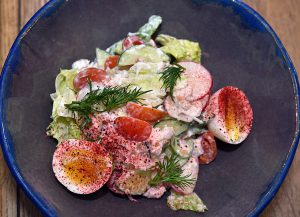 Murmansk - Tundra Restaurant - Kamchatka Crab Salad with Fresh Vegetables and Yogurt Dressing
