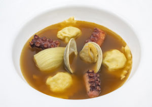 Adriatic Octopus, Lime Ravioli and Fish Soup