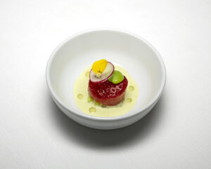 Slovenia - Hiša Franko - Strawberry, Fava Beans, Almond, and Bay Leaf Milk