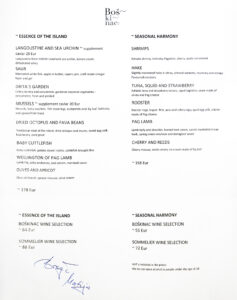 Boškinac Restaurant - Menu
