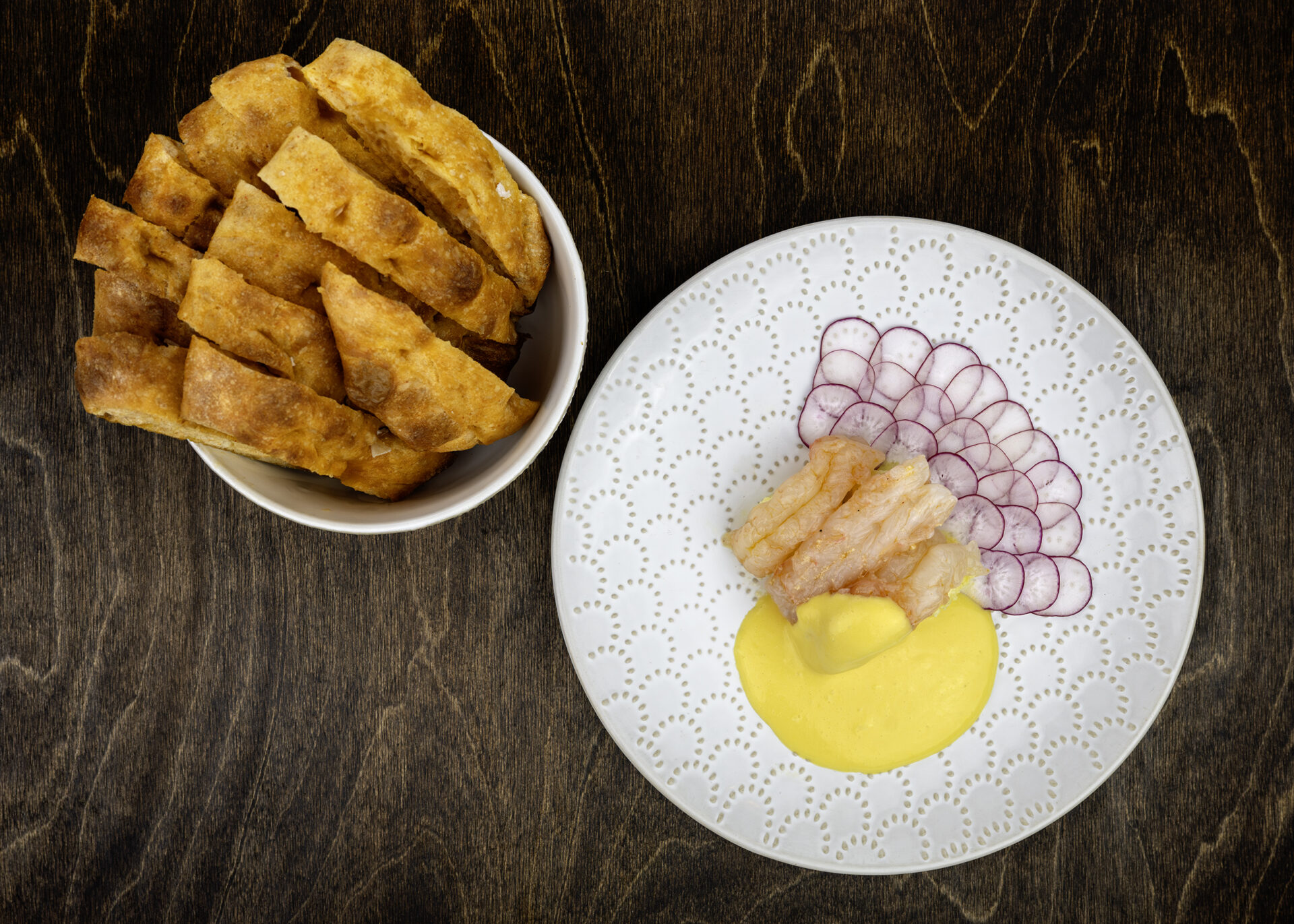 Marinated Langoustines with Skuta and Lemon Emulsion