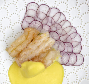 Marinated Langoustines with Skuta and Lemon Emulsion